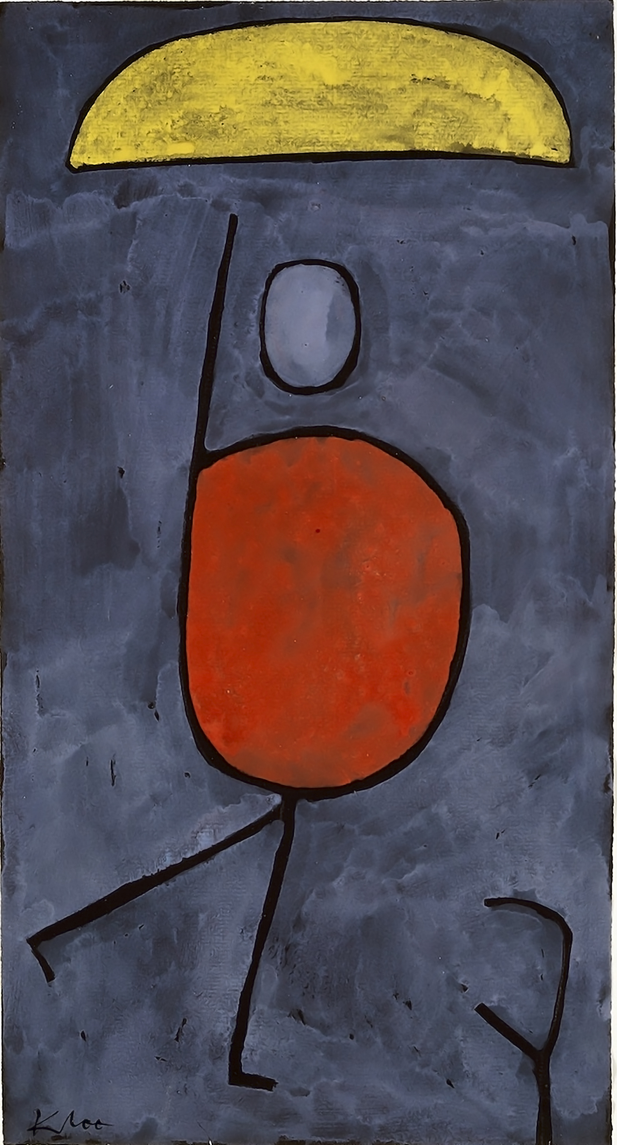 With umbrella (1939) painting in high resolution by Paul Klee. O